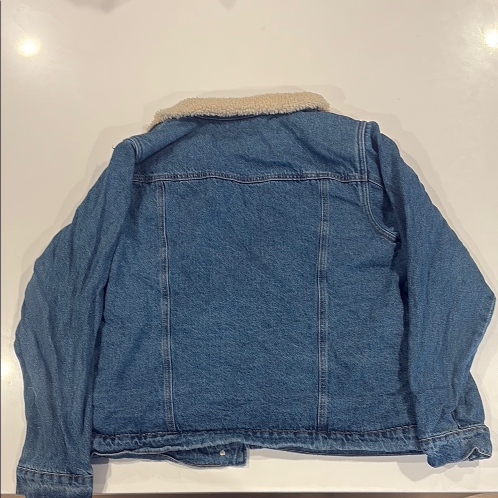 Denim Sherpa lined BP Blue Jean Jacket with Cream Collar - Picture 4 of 4